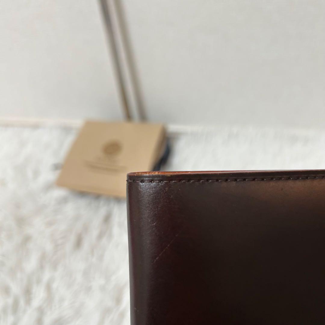 【美品✨コードバン/光沢】ガンゾ　長財布　折り財布　ダークブラウン　本革　高級