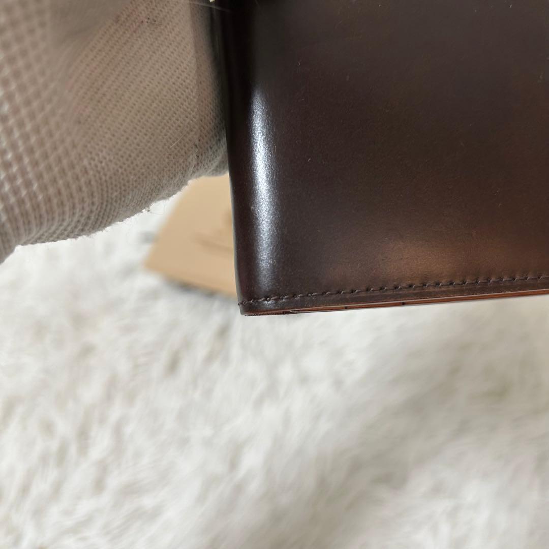 【美品✨コードバン/光沢】ガンゾ　長財布　折り財布　ダークブラウン　本革　高級