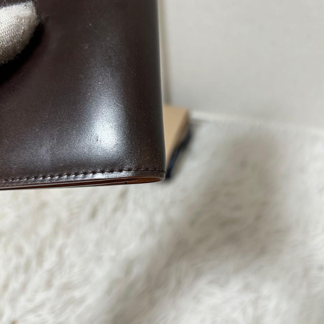 【美品✨コードバン/光沢】ガンゾ　長財布　折り財布　ダークブラウン　本革　高級