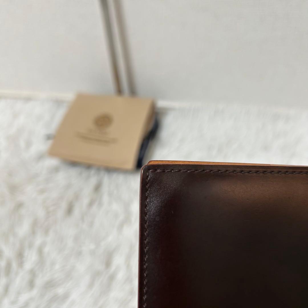 【美品✨コードバン/光沢】ガンゾ　長財布　折り財布　ダークブラウン　本革　高級