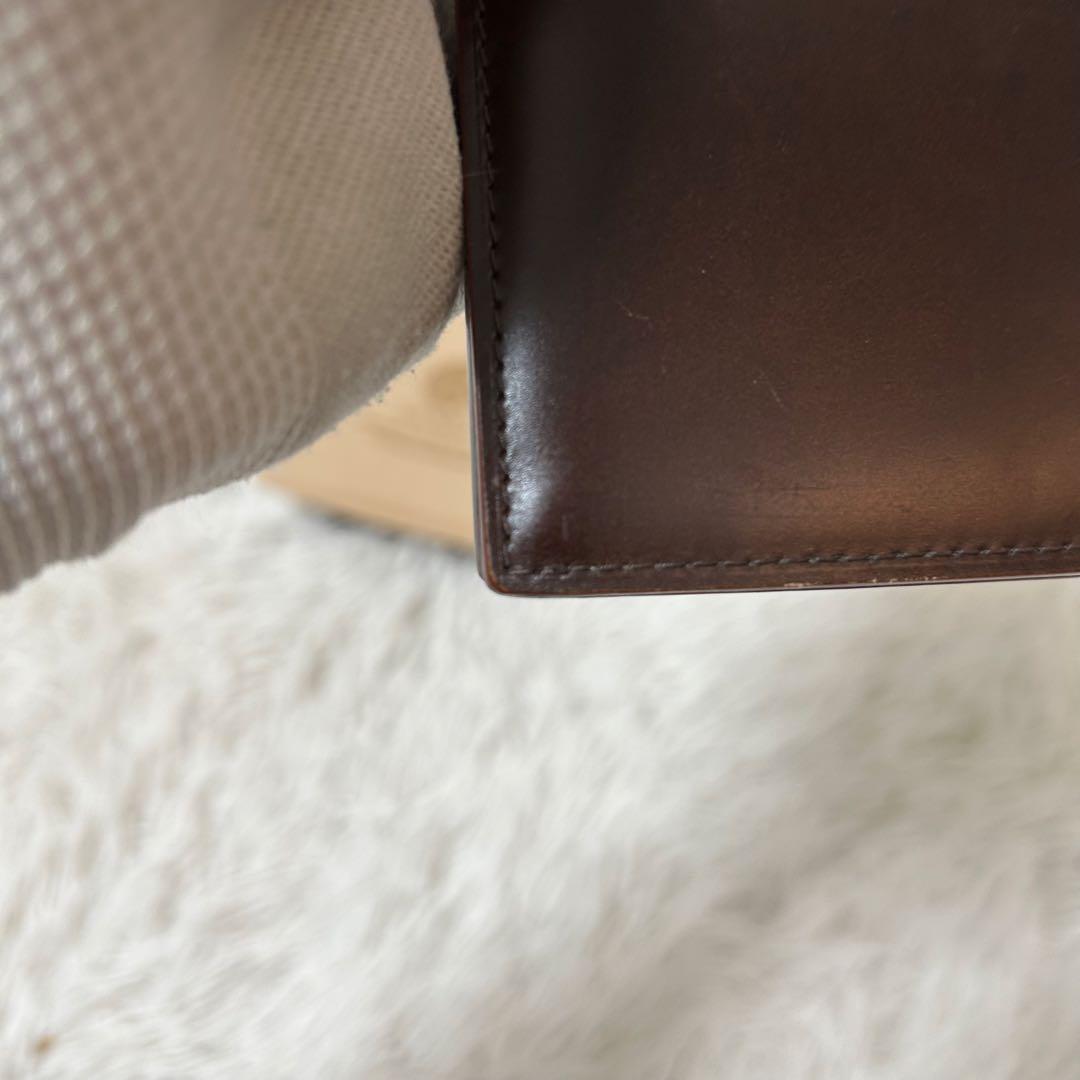 【美品✨コードバン/光沢】ガンゾ　長財布　折り財布　ダークブラウン　本革　高級