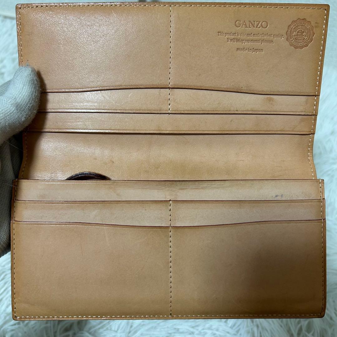 【美品✨コードバン/光沢】ガンゾ　長財布　折り財布　ダークブラウン　本革　高級