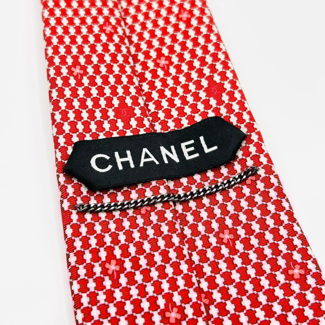 ✨美品✨CHANEL ココマーク　チェーン　桜　サクラ　高級シルク　ネクタイ
