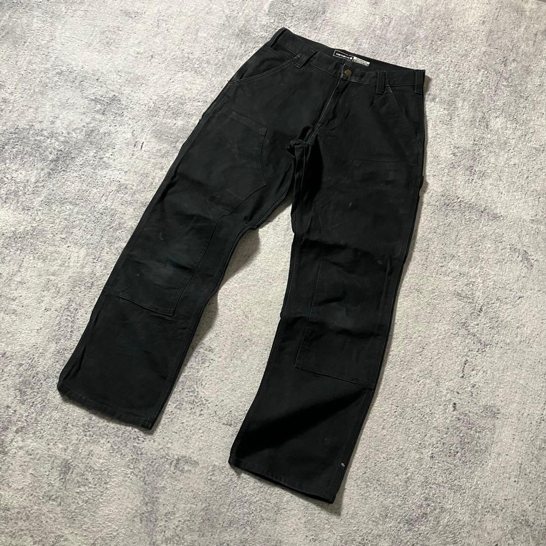 Carharttダブルニー30×30BN3334カーハートブラックワークパンツ黒