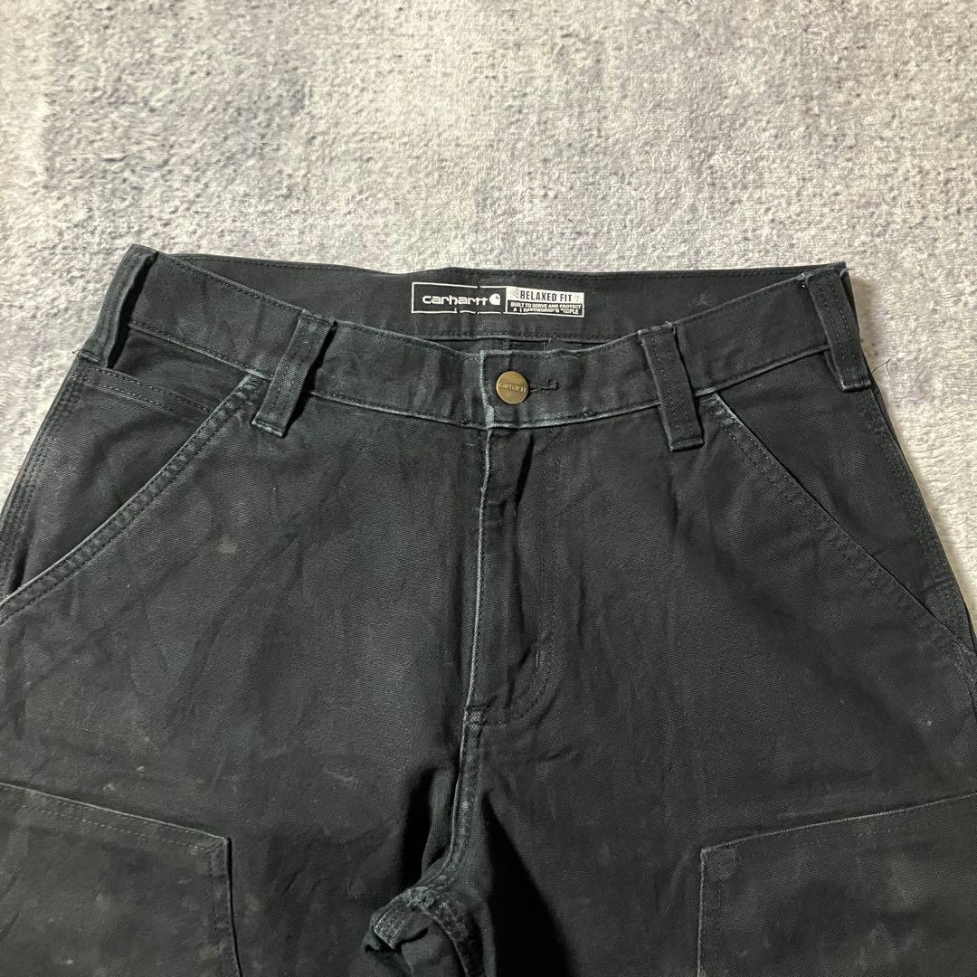 Carharttダブルニー30×30BN3334カーハートブラックワークパンツ黒