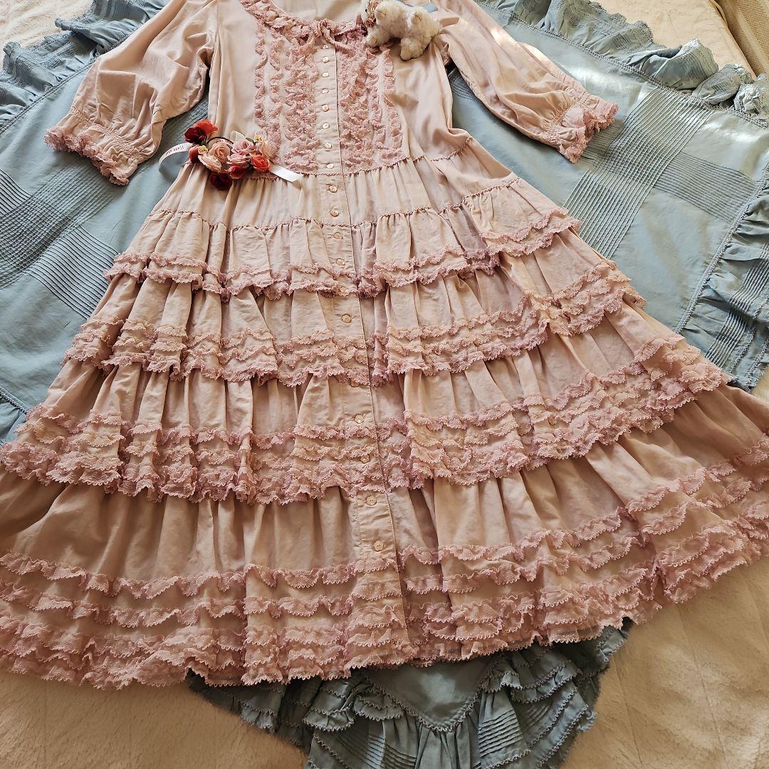 ★ピンクハウス★❤️阪神限定被せ段々ミディワンピース✨ピンク✨綿ローン