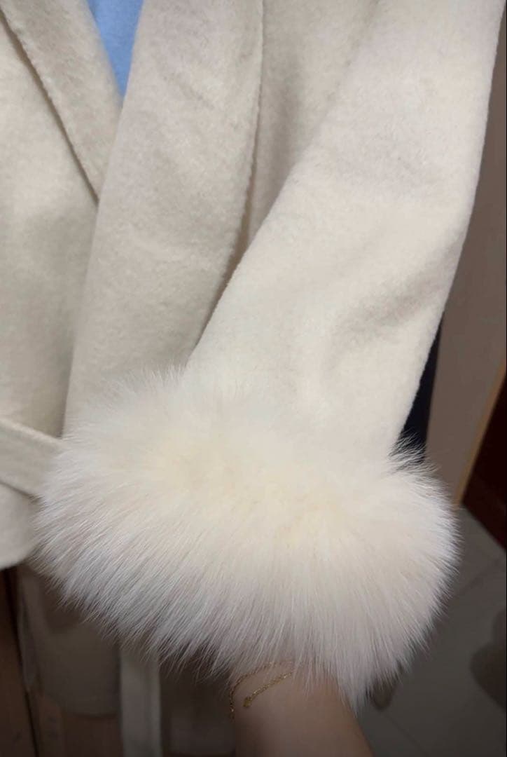 レディースコートウールジャケットラビットファー通勤コートベージュ