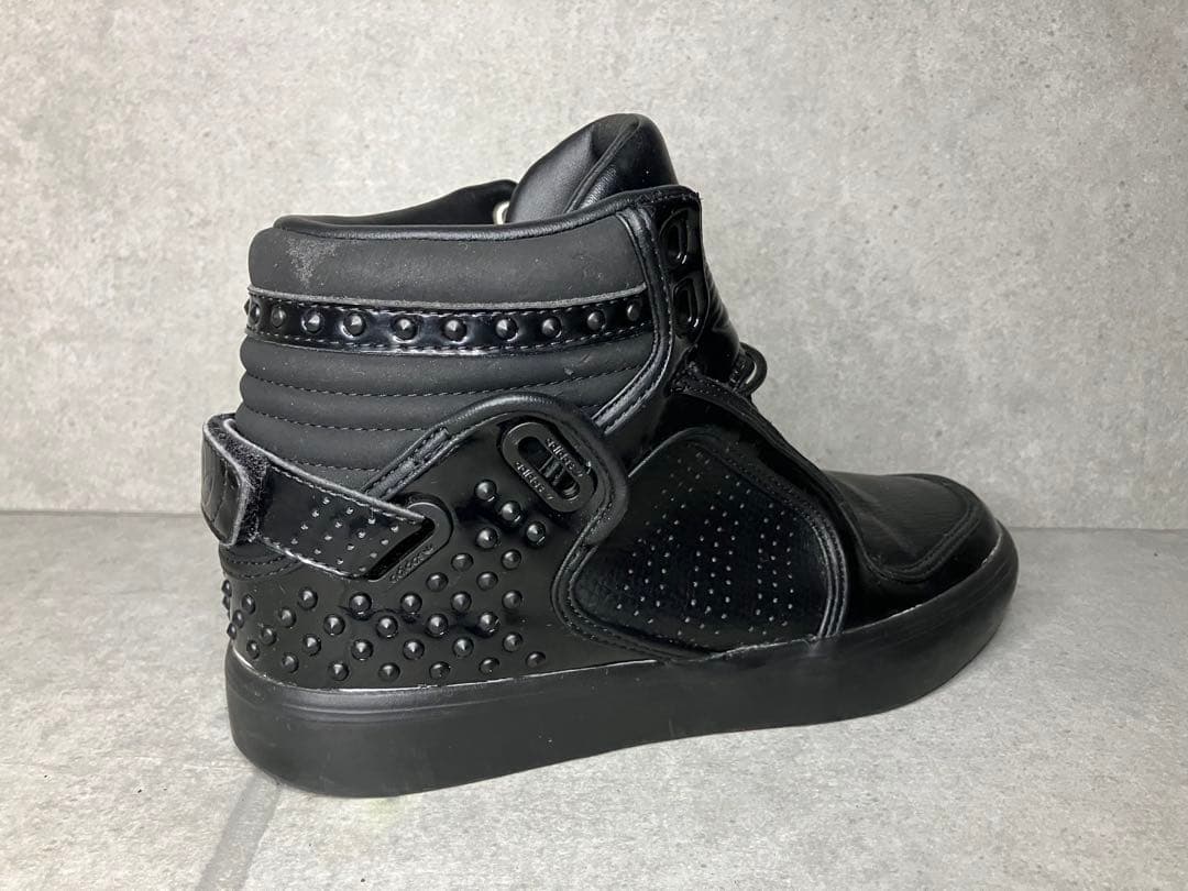 アディダス adidas ハイカット　オールブラック　エナメル　スタッズ