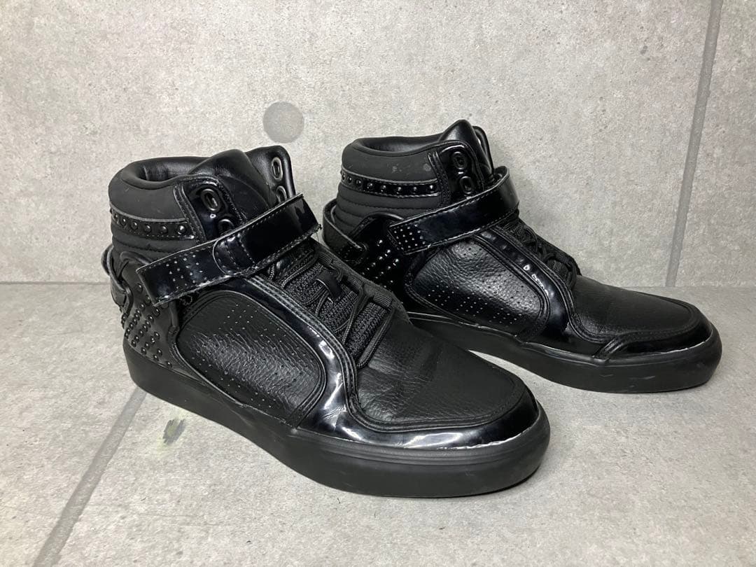 アディダス adidas ハイカット　オールブラック　エナメル　スタッズ