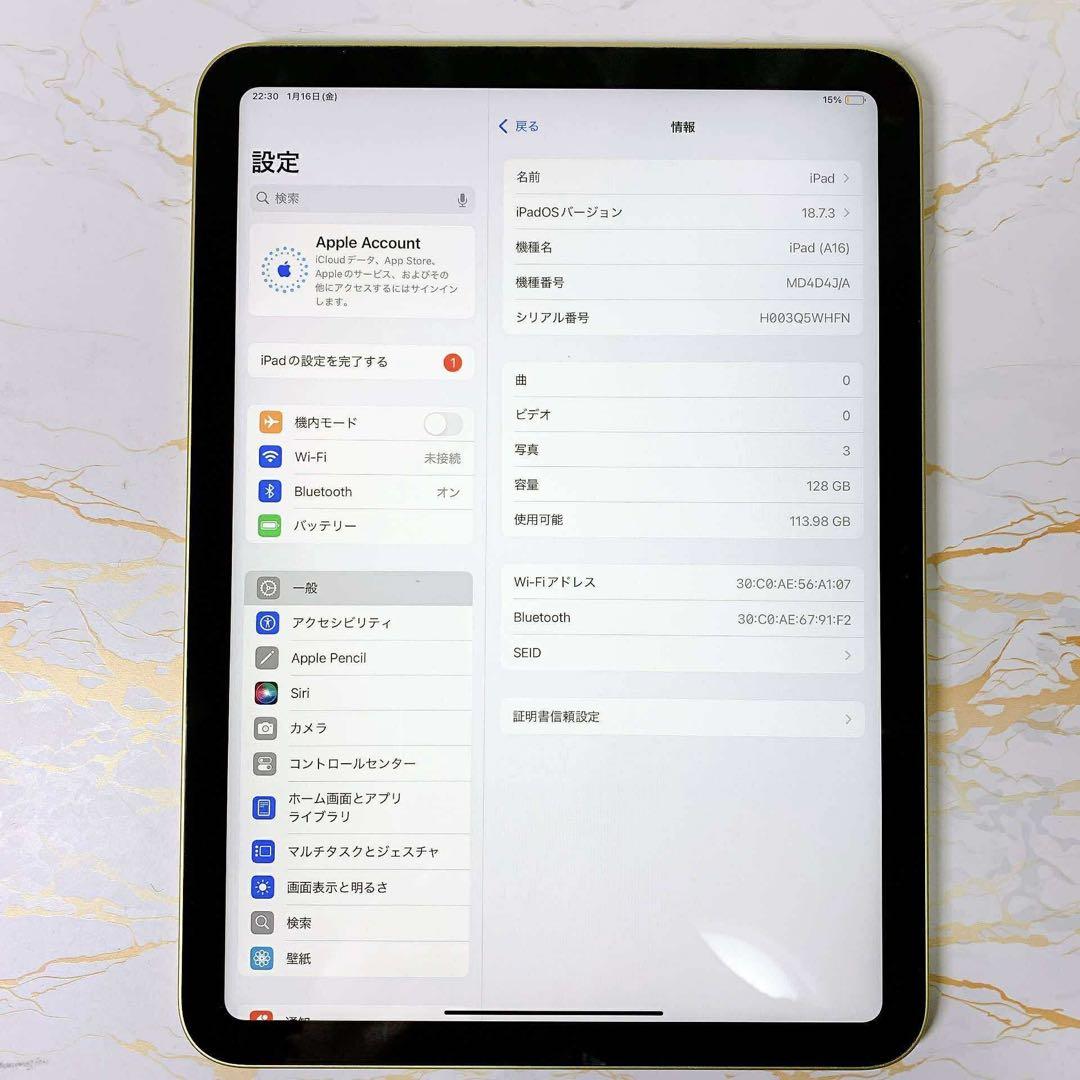 超美品iPad A16 128GB BT100%