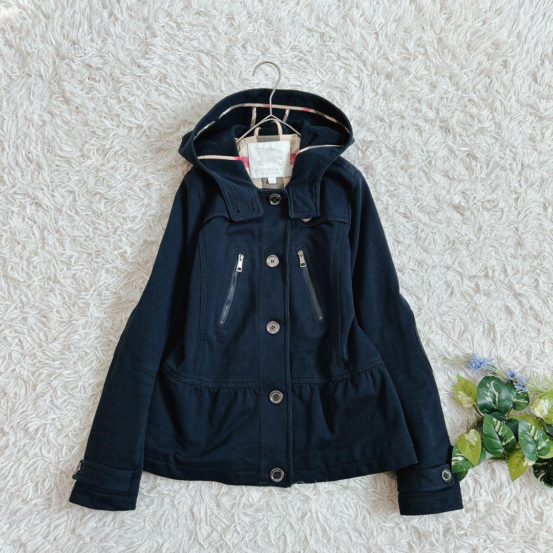 美品⁂バーバリー⁂フーデットブルゾン　メガチェック　ぺプラム　キッズ　レディース