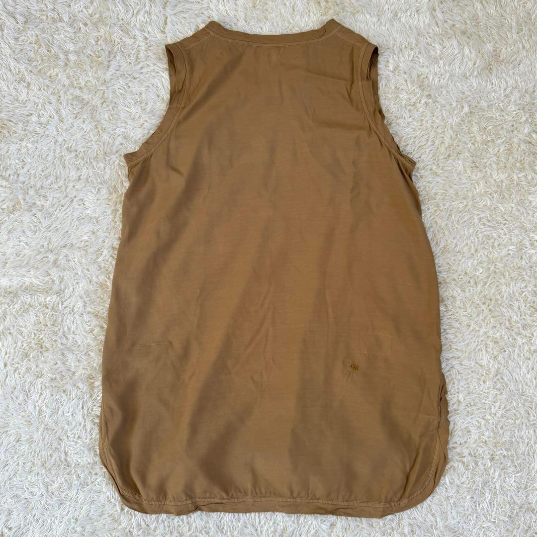 【美品】45R　レーヨンダンプのノースリーブトップ　タンクトップ　ベージュ　M