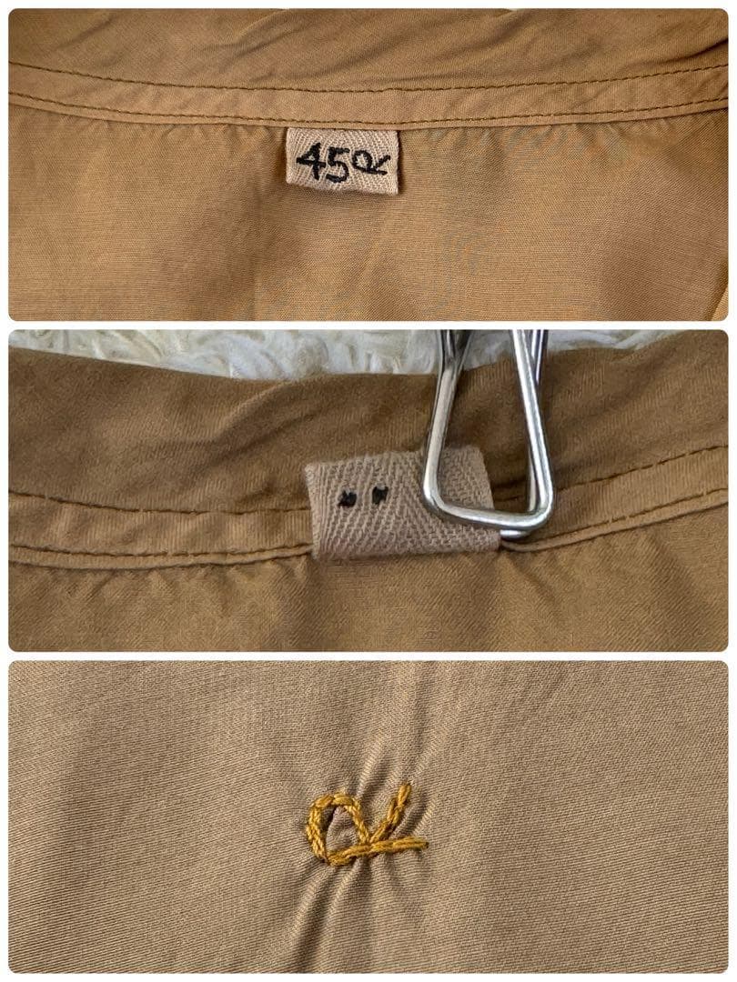 【美品】45R　レーヨンダンプのノースリーブトップ　タンクトップ　ベージュ　M