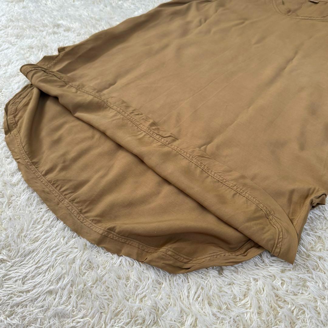 【美品】45R　レーヨンダンプのノースリーブトップ　タンクトップ　ベージュ　M