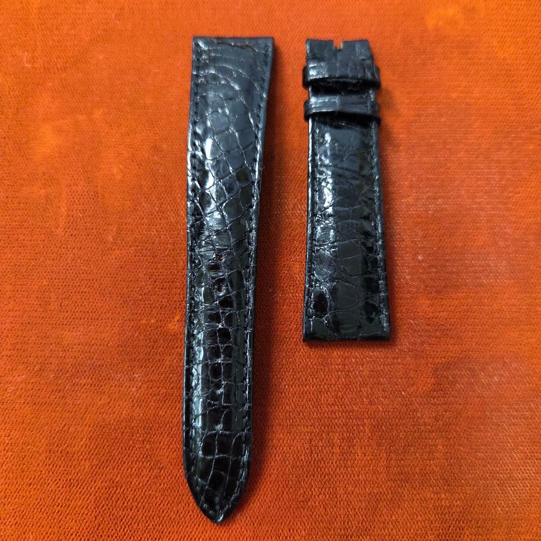 ROLEX ブラックスネークレザーベルト/ブラック艶あり