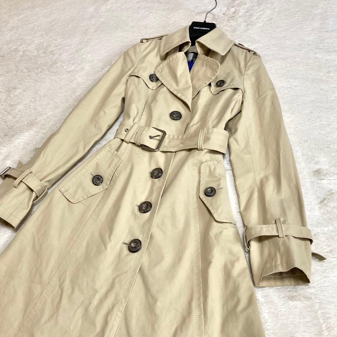 美品 バーバリーブルーレーベル ベルト ノバチェック トレンチコート ベージュ