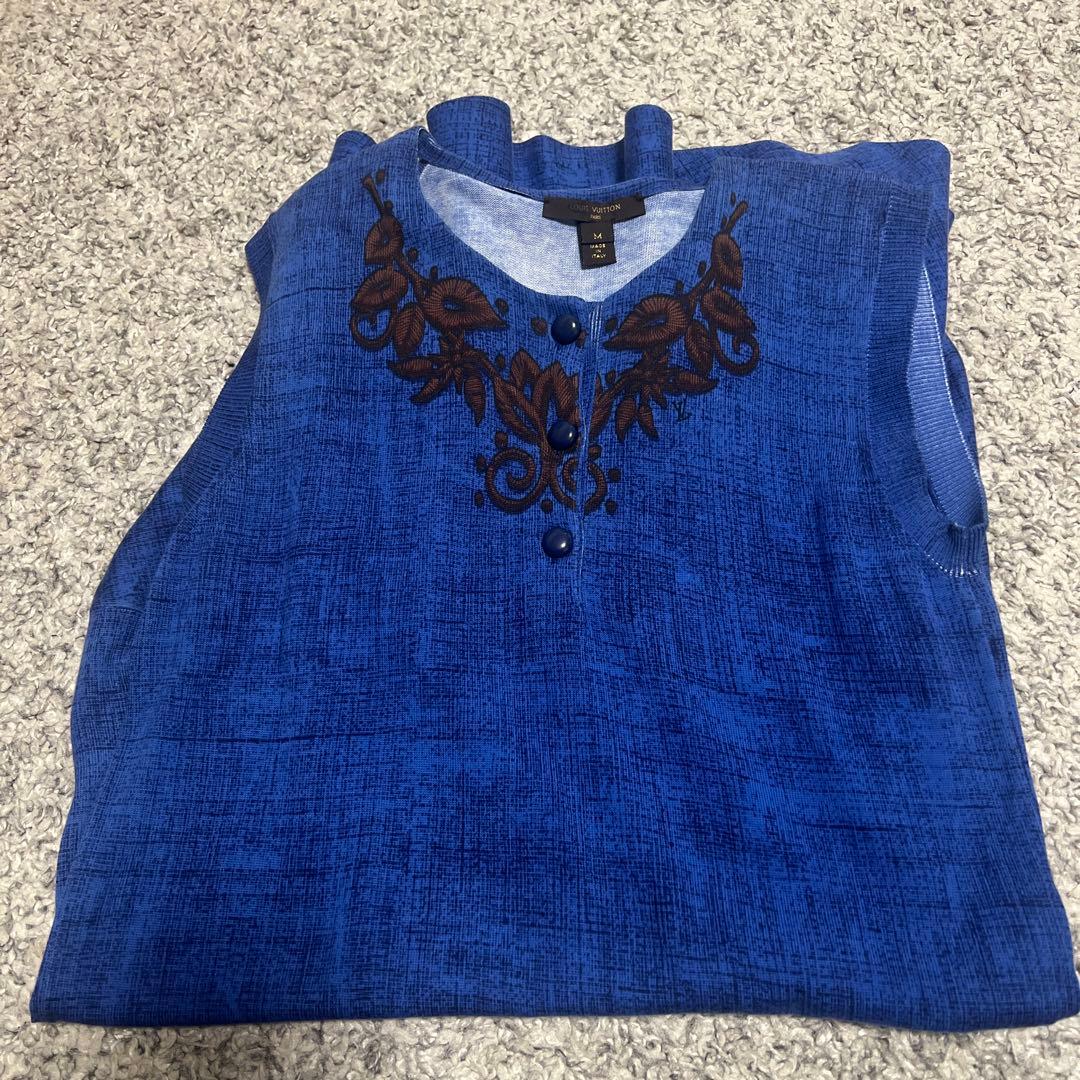 Louis Vuitton 青色 刺繍 ノースリーブ M