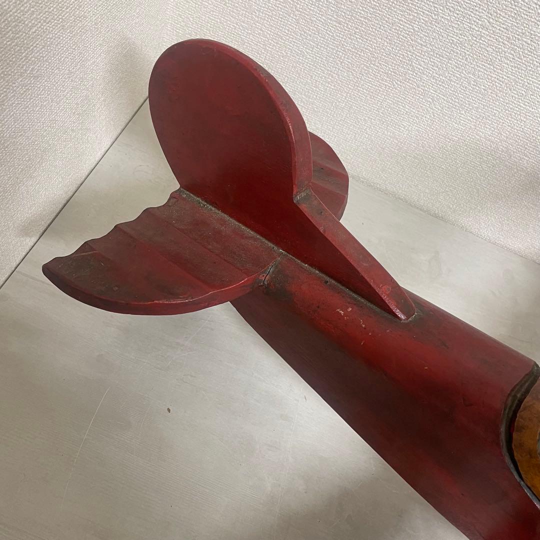 ヴィンテージ　アンティーク　木製飛行機　パイロット　プロペラ付　置物