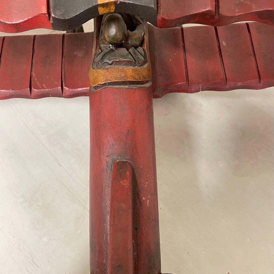 ヴィンテージ　アンティーク　木製飛行機　パイロット　プロペラ付　置物