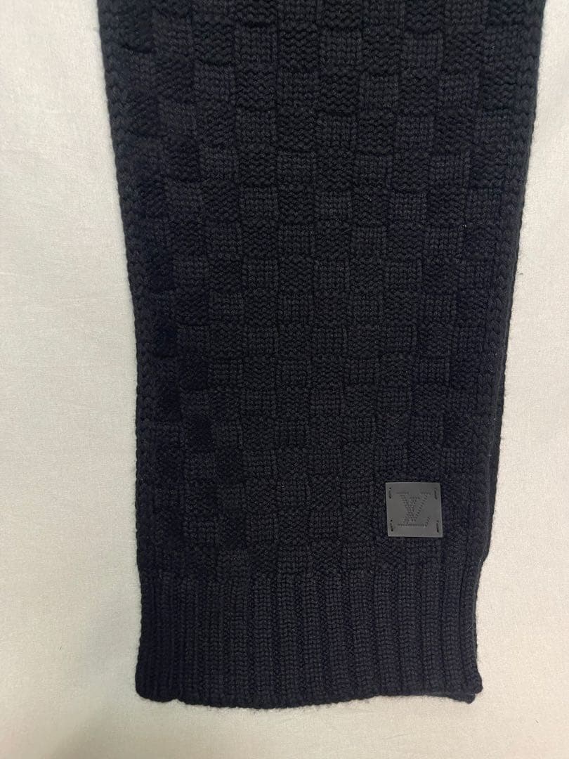 ★LOUIS VUITTON★カシミヤ★ニット マフラー★ダミエ★ブラック★LV