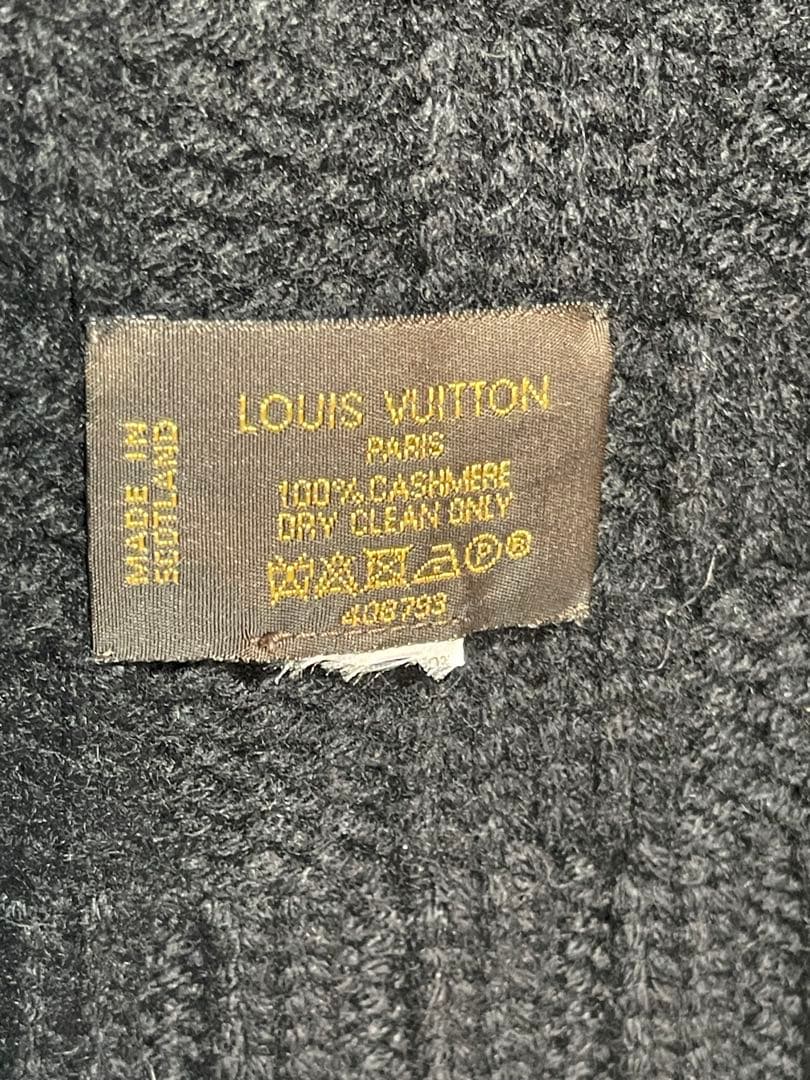 ★LOUIS VUITTON★カシミヤ★ニット マフラー★ダミエ★ブラック★LV