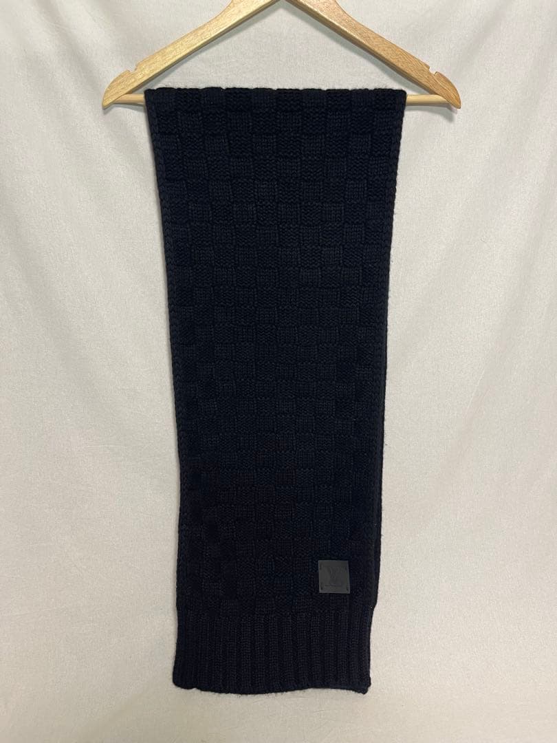 ★LOUIS VUITTON★カシミヤ★ニット マフラー★ダミエ★ブラック★LV