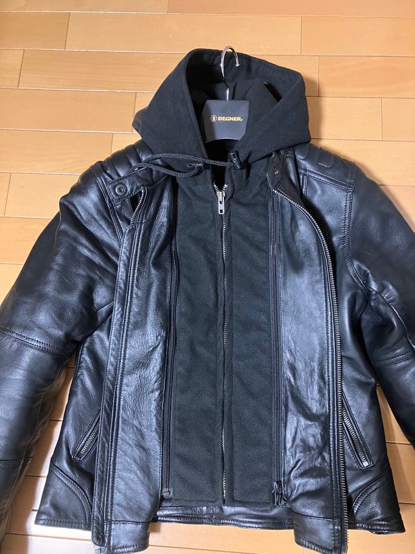 値下げ！デグナー　レザーライディングジャケット　フード取り外し可能