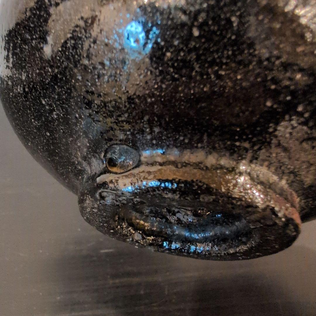 茶道具　黒楽茶碗　初代　小川長楽　数印　合わせ箱