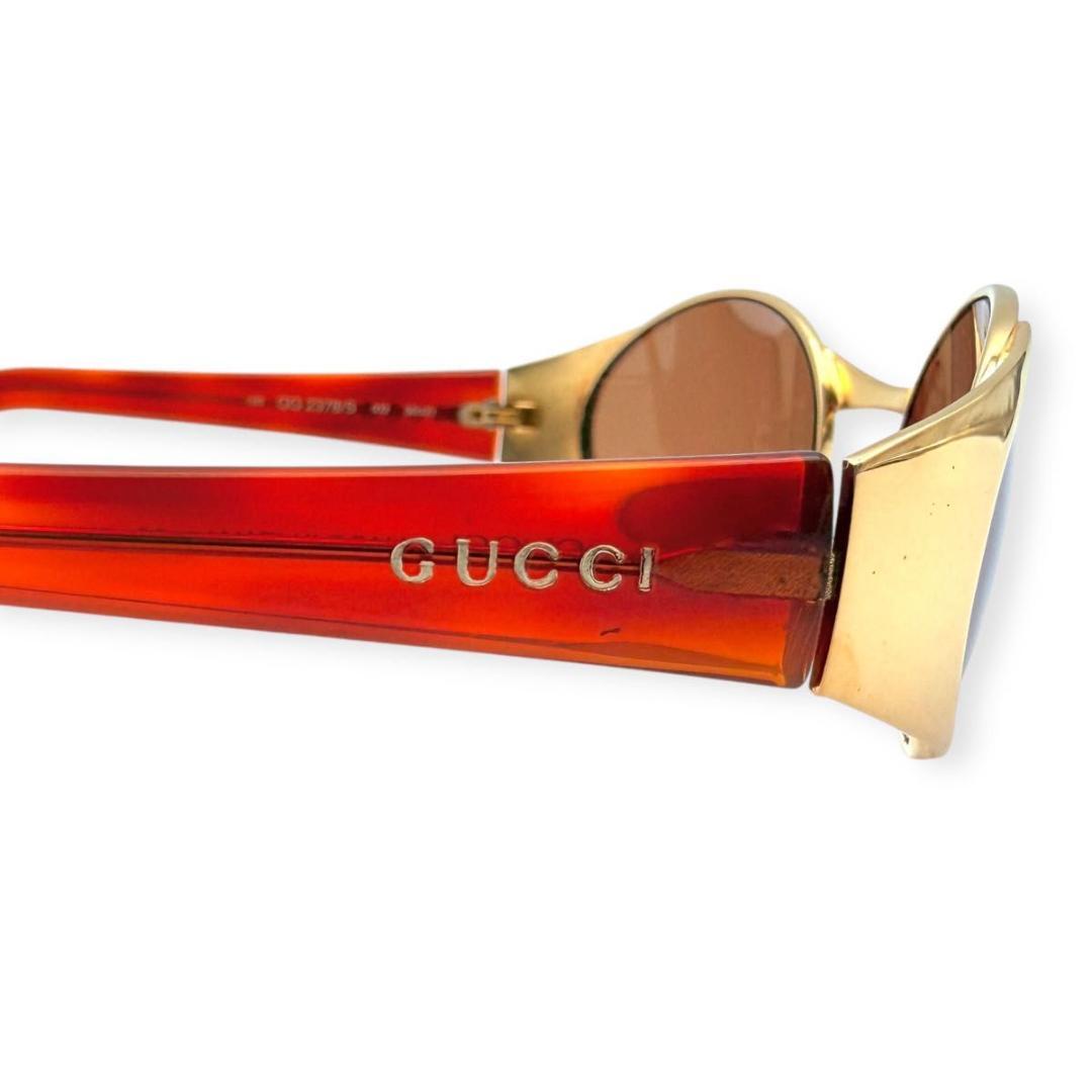 【美品】GUCCI グッチ　オーバル　サングラス　Y2K ゴールド　00s