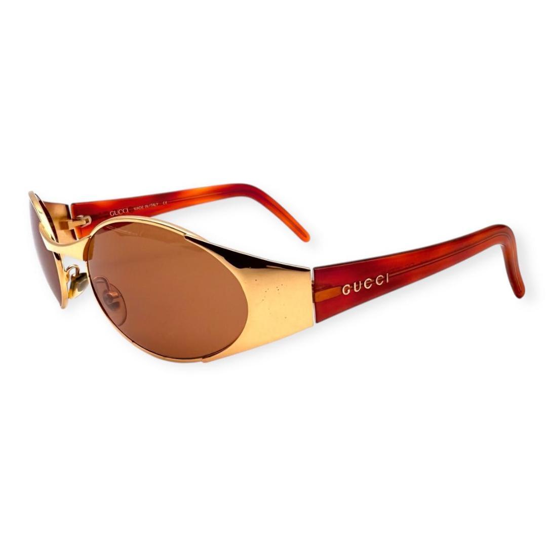 【美品】GUCCI グッチ　オーバル　サングラス　Y2K ゴールド　00s