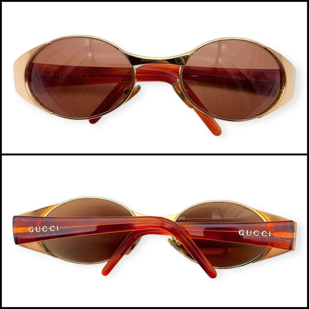 【美品】GUCCI グッチ　オーバル　サングラス　Y2K ゴールド　00s
