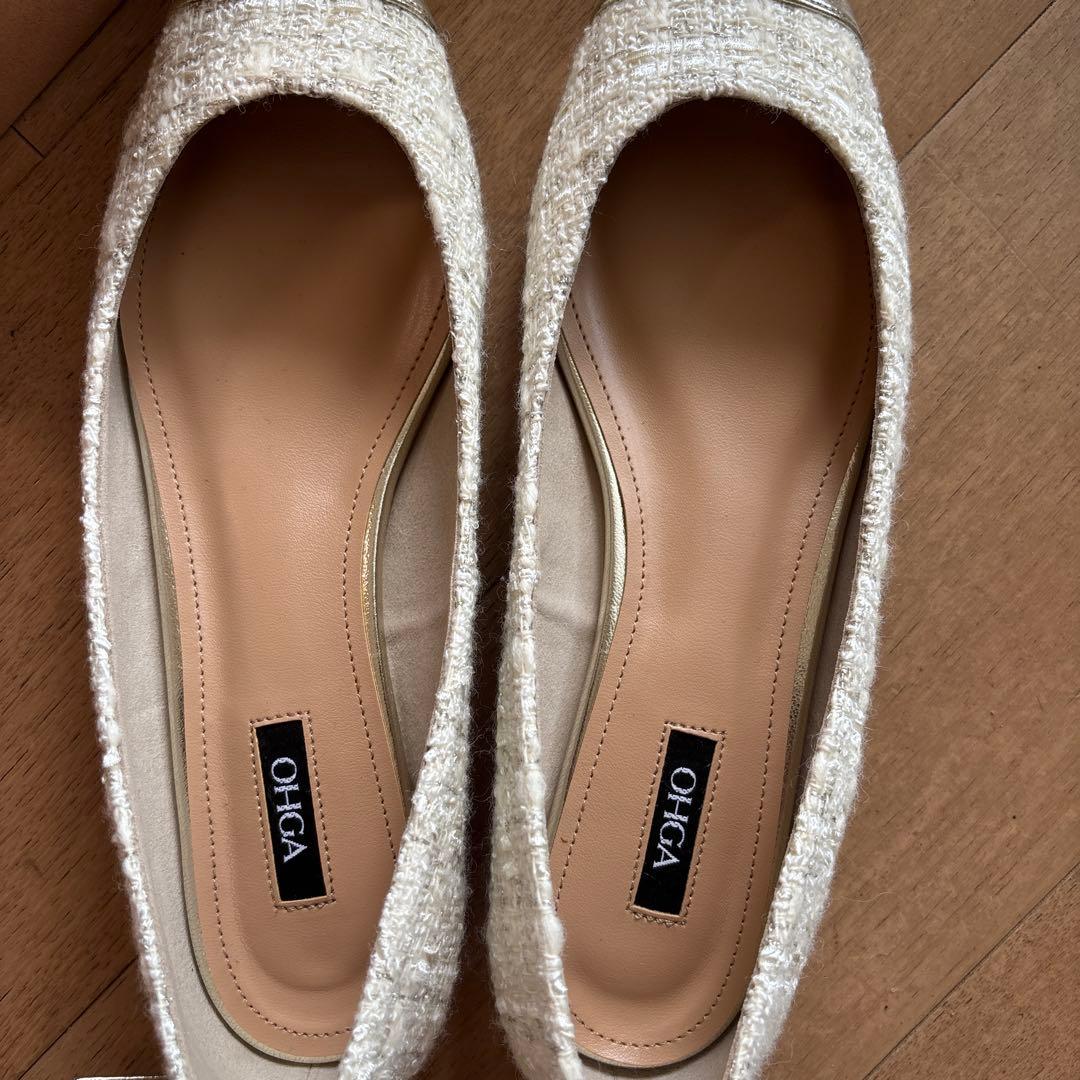 OHGA オーガ　COMBI TWEED PUMPS ホワイト　 パンプス