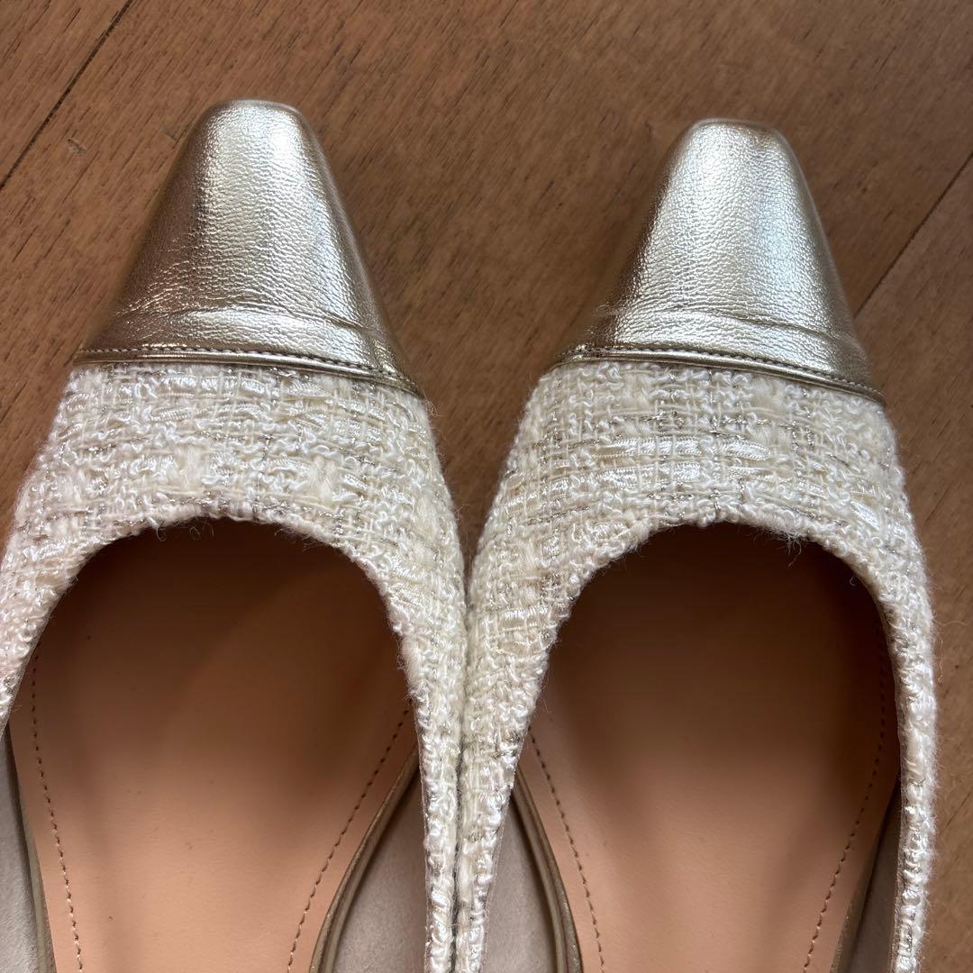 OHGA オーガ　COMBI TWEED PUMPS ホワイト　 パンプス