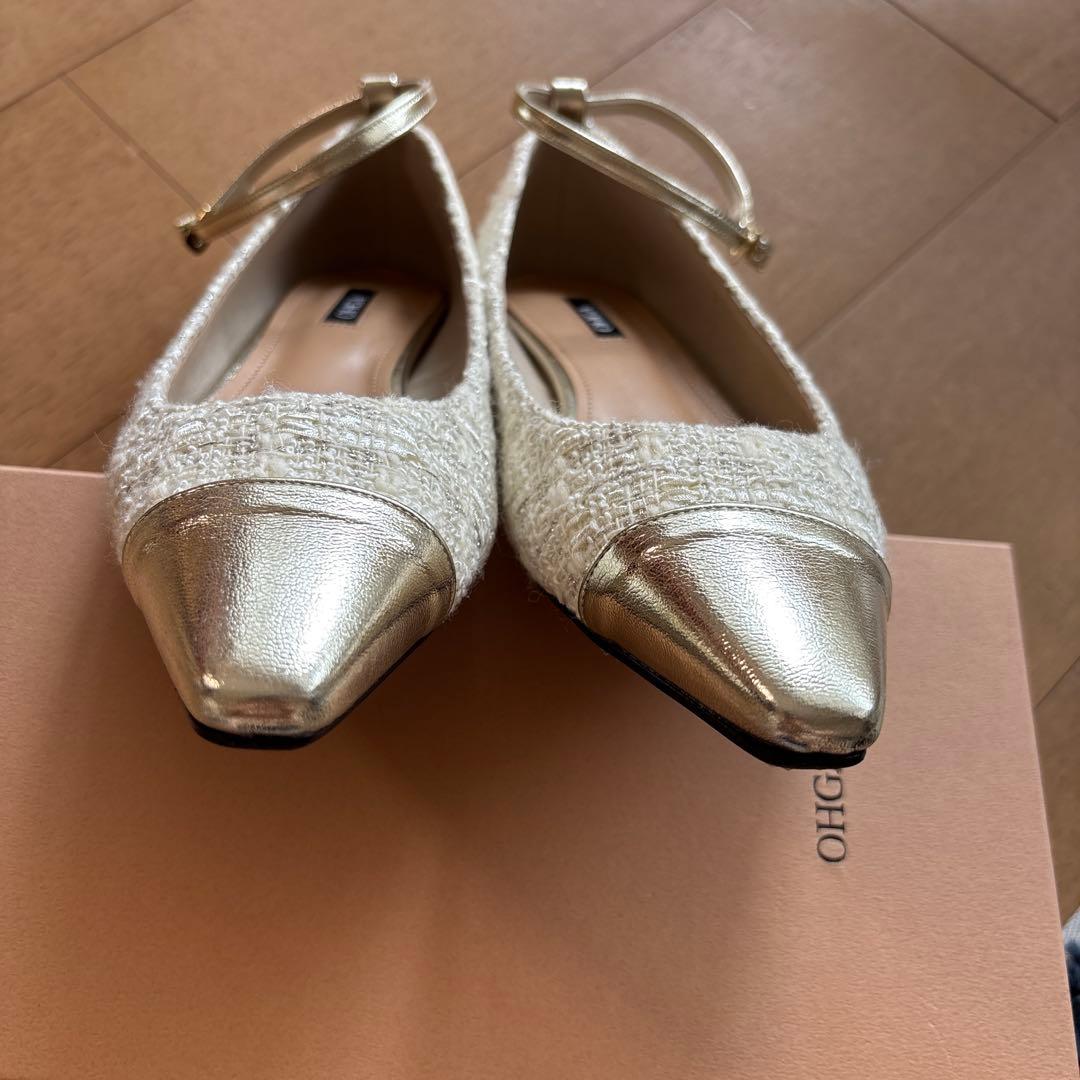 OHGA オーガ　COMBI TWEED PUMPS ホワイト　 パンプス