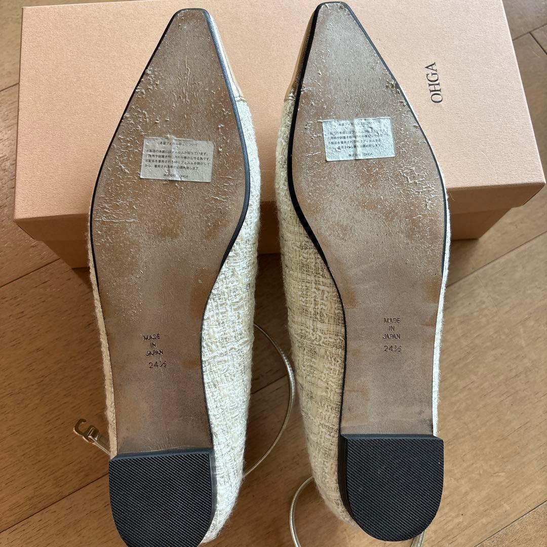 OHGA オーガ　COMBI TWEED PUMPS ホワイト　 パンプス