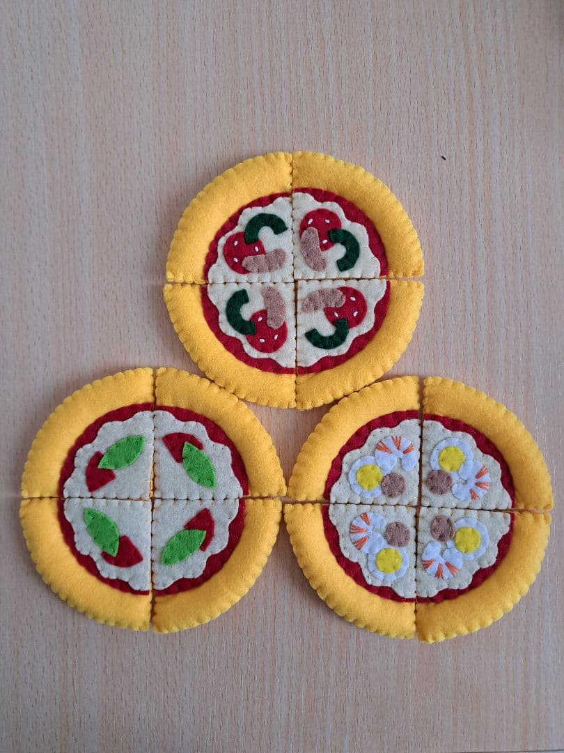 フェルト　おままごと　新幹線お子さまランチセット　パン　ピザ