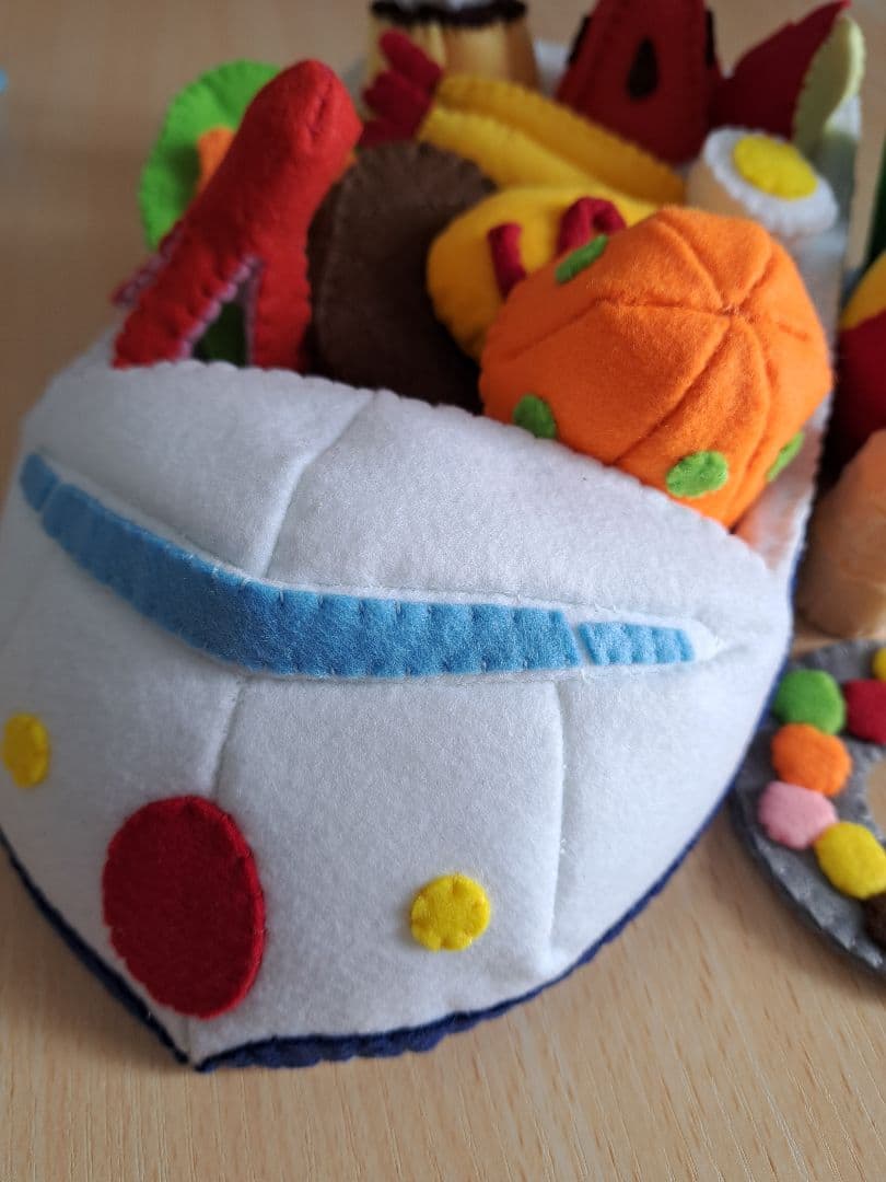 フェルト　おままごと　新幹線お子さまランチセット　パン　ピザ