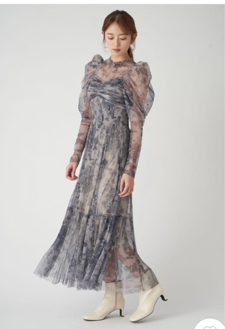 SNIDEL★　ドレス　プリーツチュールワンピース　トワルドジュイ　オケージョン