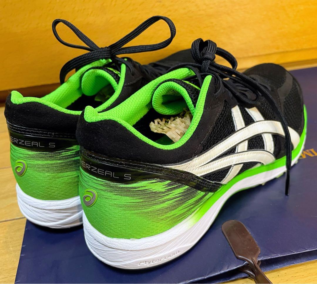 A美品アシックスターサージールランニングシューズ軽量ブラック×グリーン27