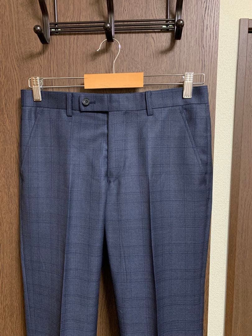 Y5新品未使用！高級イタリアREDA極上ネイビーチェック柄3ピーススーツ！