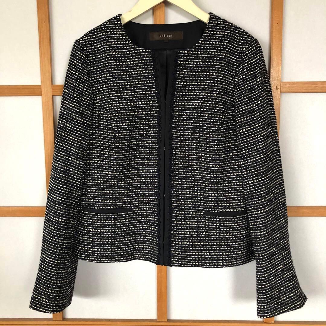 美品　リフレクト 大きいサイズ　レディース　ノーカラー　ジャケット　LL XL