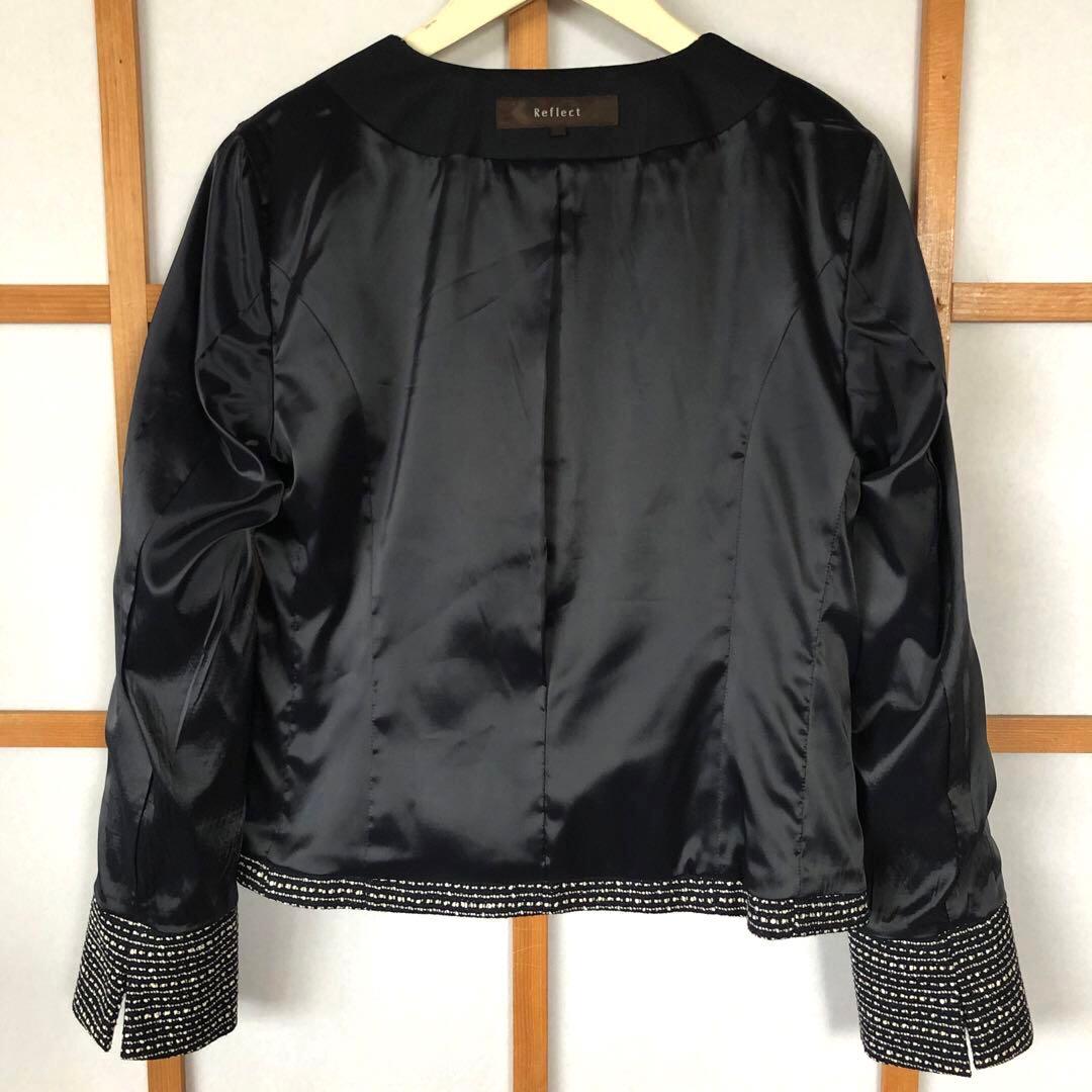 美品　リフレクト 大きいサイズ　レディース　ノーカラー　ジャケット　LL XL