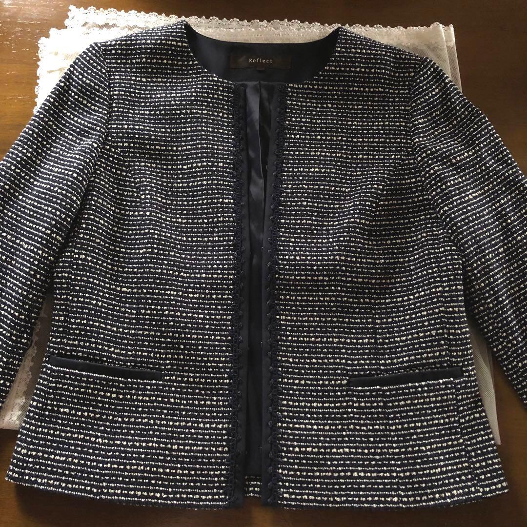 美品　リフレクト 大きいサイズ　レディース　ノーカラー　ジャケット　LL XL