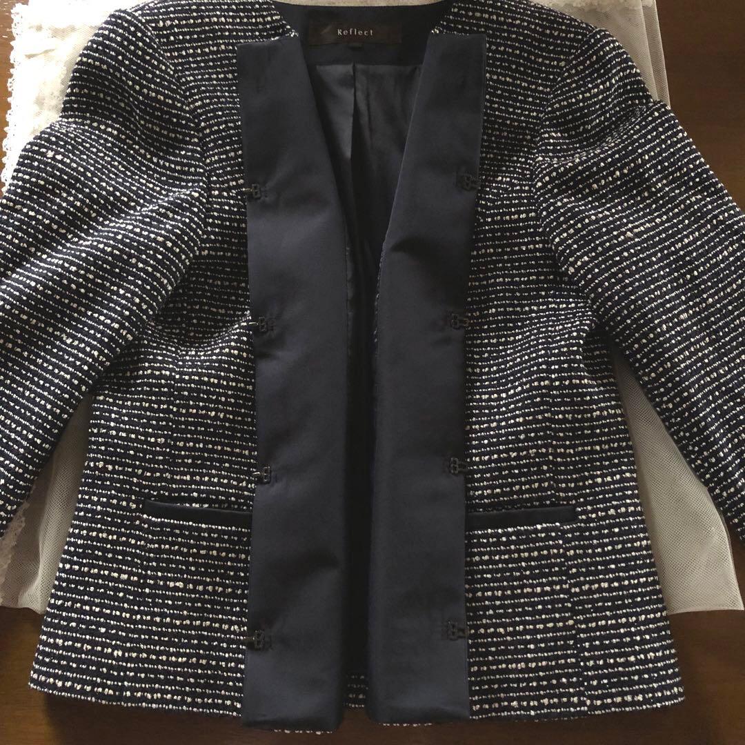美品　リフレクト 大きいサイズ　レディース　ノーカラー　ジャケット　LL XL