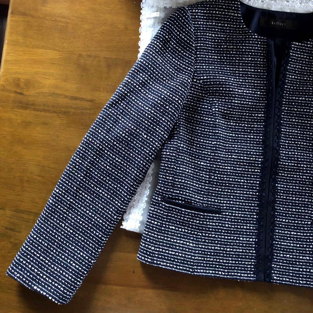 美品　リフレクト 大きいサイズ　レディース　ノーカラー　ジャケット　LL XL