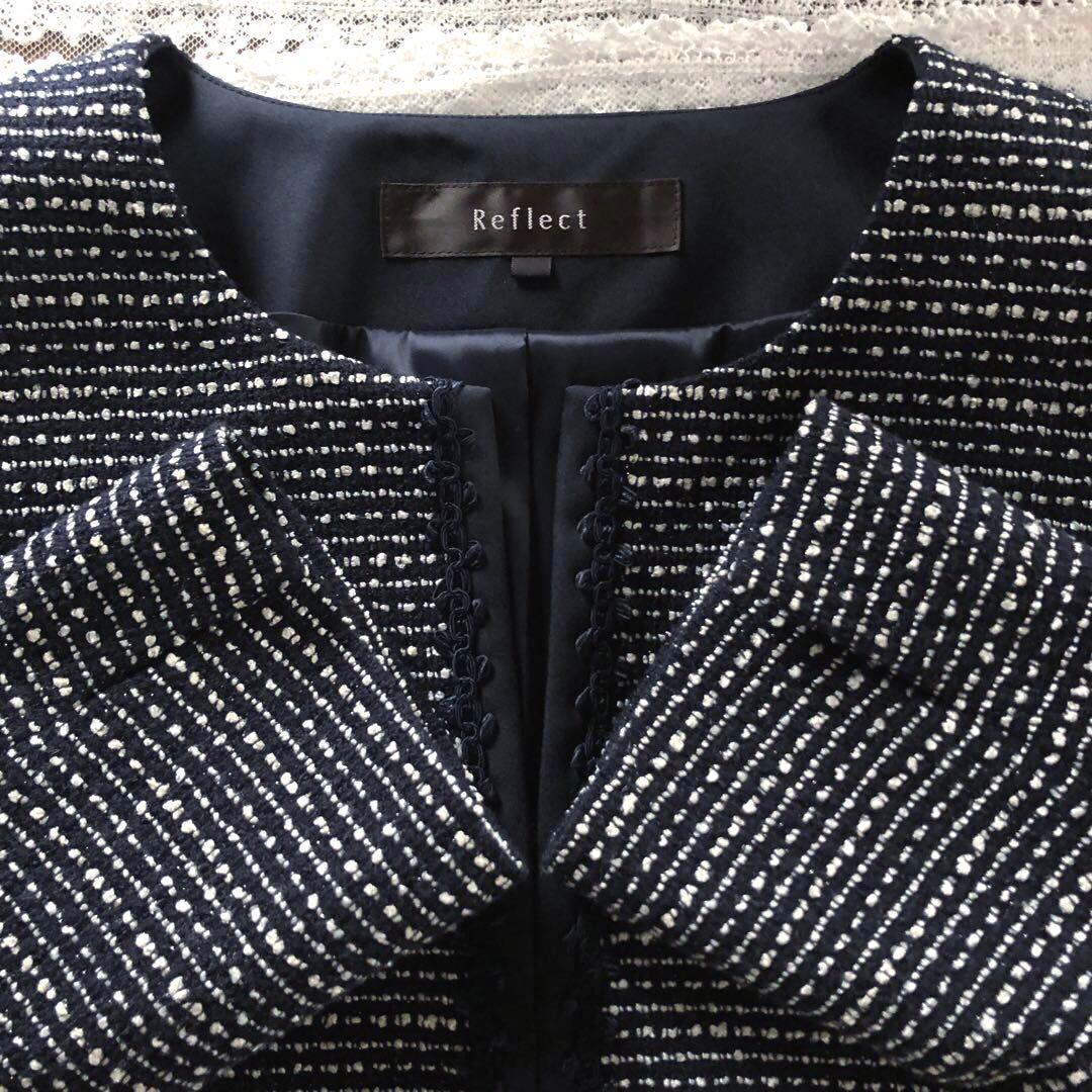 美品　リフレクト 大きいサイズ　レディース　ノーカラー　ジャケット　LL XL