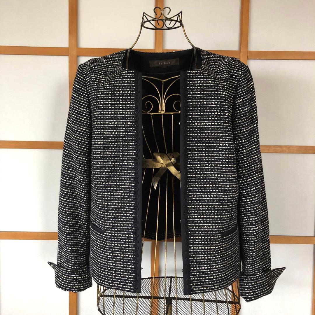 美品　リフレクト 大きいサイズ　レディース　ノーカラー　ジャケット　LL XL