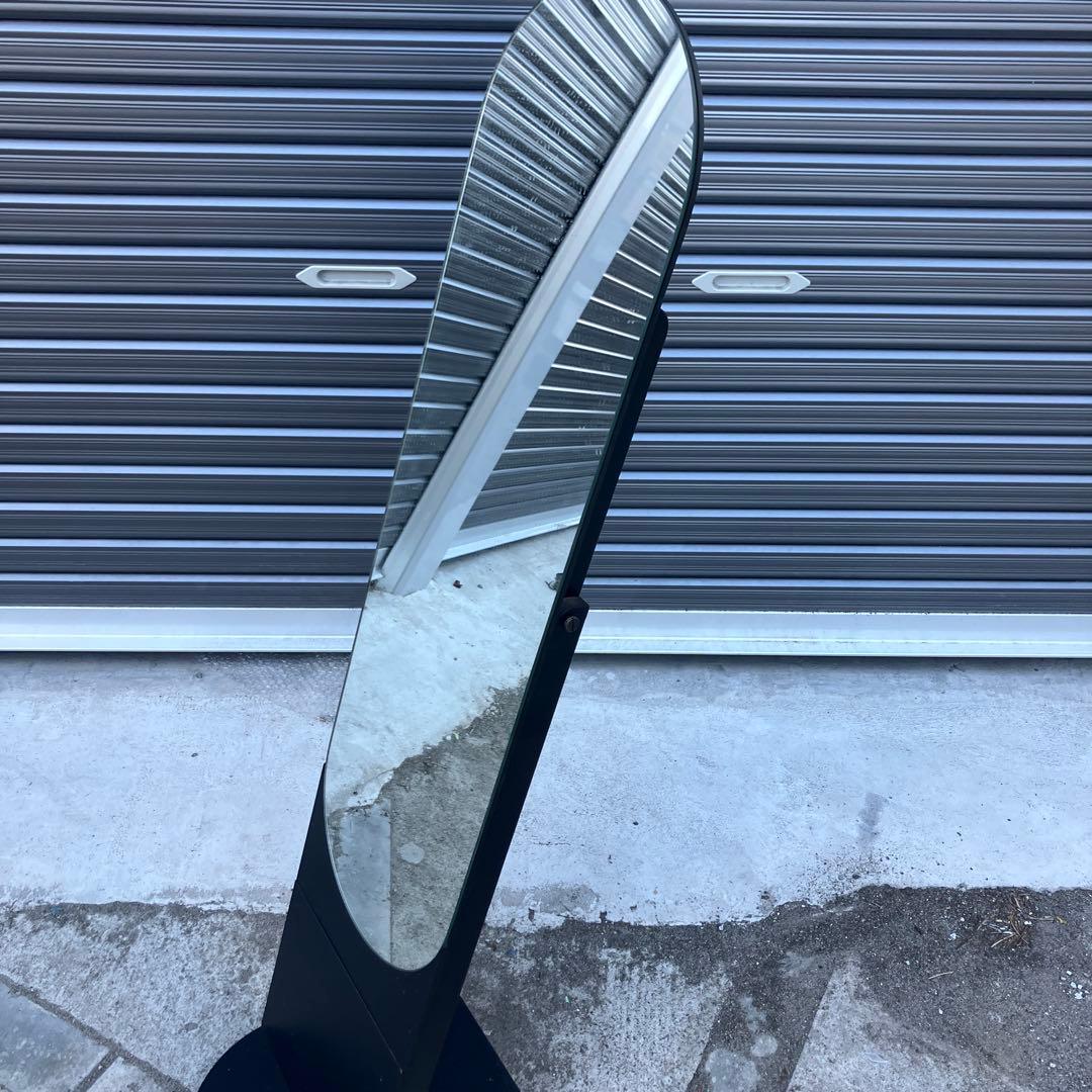 北欧レトロ 資生堂 木製フレーム 大型オーバルミラー 姿見 全身鏡スタンドミラー