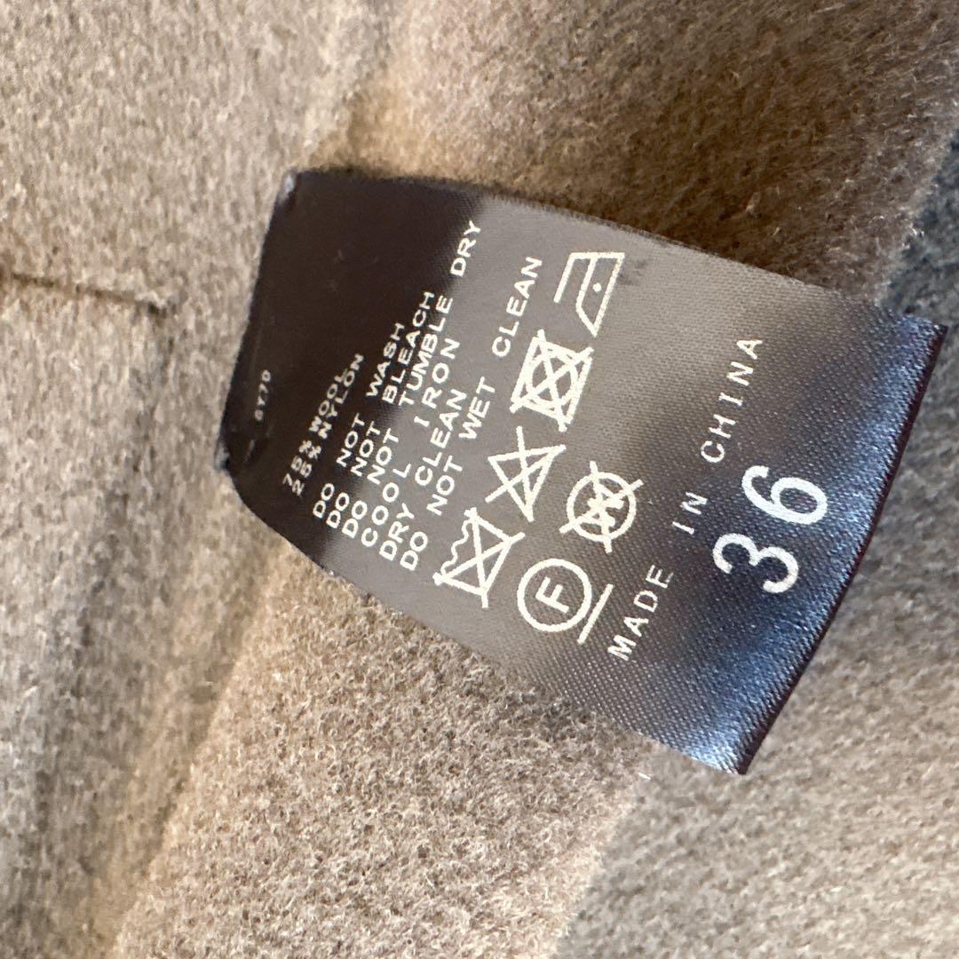 【美品✨️ウール】ノーブル リバーノーカラーコート ロングコート ブラウン 36