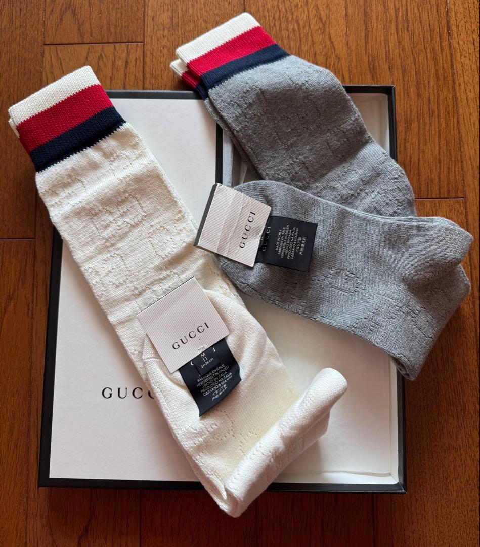 【新品未使用】GUCCI ハイソックス 2足セット グッチ ミケーレ